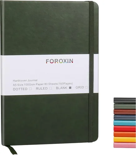Miniatura 11 de Cuaderno de diario en blanco, negro, 160 páginas, tamaño mediano de 8.3 x 5.7 pulgadas, papel grueso de 3.53 oz/m², tapa dura