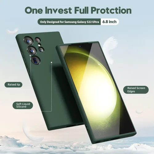Miniatura 3 de Oakxco Funda para teléfono Samsung Galaxy S22 Ultra de silicona líquida, linda funda delgada y fina de goma suave TPU lisa y suave para mujeres