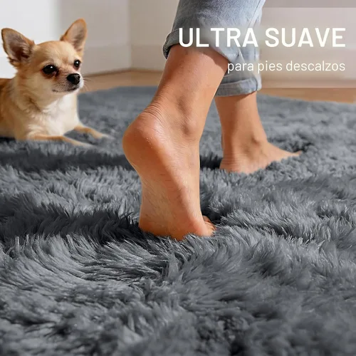 Miniatura 4 de OLANLY Alfombras de área para sala de estar y dormitorio, alfombra de cama mullida y peluda lavable a máquina de 4 x 5.9 pies, alfombra de piso Gris