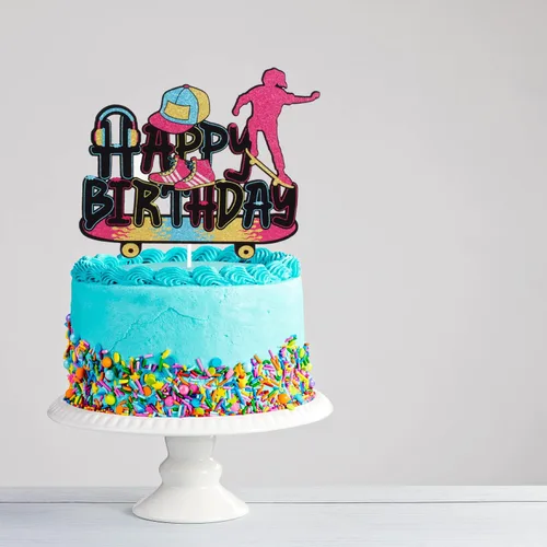 Miniatura 2 de Decoración para pastel de cumpleaños para niña, diseño retro de los años 80, 1 unidad, 5.9 x 4.8 pulgadas