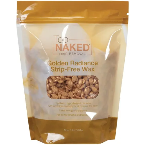 Too Naked Hair Removal Golden Radiance - Cera sin tiras, increíble elasticidad con consistencia de gel, hipoalergénica para áreas sensibles, sin
