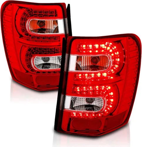 Miniatura 3 de AmeriLite Luces traseras LED rojas/transparentes de repuesto para Jeep Grand Cherokee 1999-2004 - Lado del conductor y del pasajero Rojo
