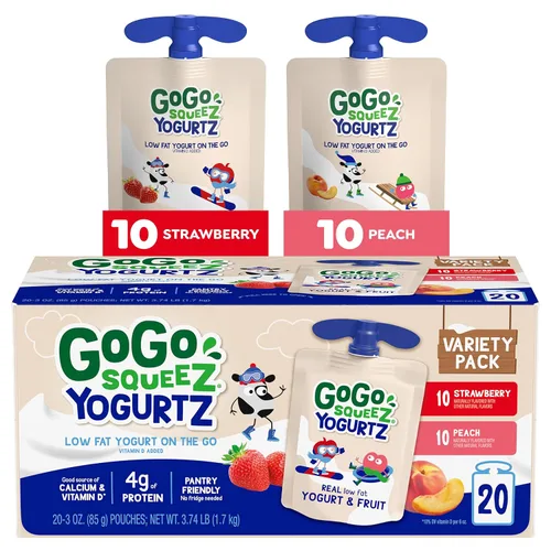 Miniatura 13 de GoGo squeeZ yogurtZ Paquete Variado, Arándano y Baya, 3 oz (Paquete de 20), Aperitivos para Niños Hechos de Yogur Real y Fruta, No Necesita