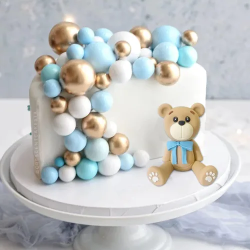 Miniatura 5 de Decoraciones para tartas de oso con bolas de pastel y estrellas y nubes, decoraciones para tartas para baby shower y cumpleaños para niño o niña