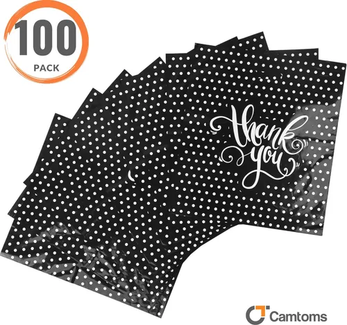 Miniatura 3 de Bolsas de agradecimiento con asas (12 x 15 pulgadas), bolsas de compras de plástico negro de tamaño mediano para pequeñas empresas, boutiques