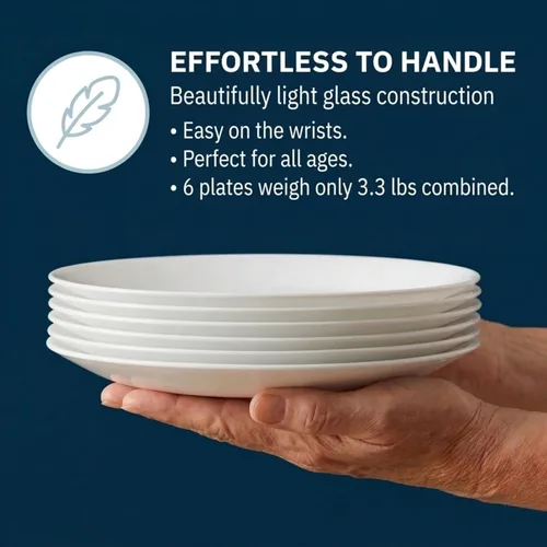 Miniatura 5 de Set de 6 platos rojos rubí para cena Corelle Livingware., Pack Platos de almuerzo, Blanco