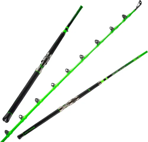 Serie de Cañas de Pesca Green Hellcat Revenge – Cañas de Pesca de Compuesto Duraderas y Ligeras, Empuñadura de Silicona Antideslizante, Asiento de