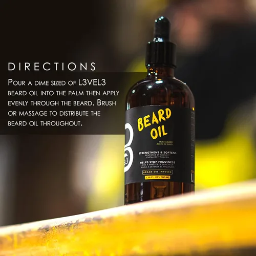 Miniatura 2 de L3 Aceite para barba de nivel 3 – Promueve el crecimiento rápido de la barba, suaviza y restaura el vello facial, aceite perfumado de nivel tres