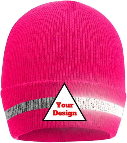 Miniatura 17 de Hi Vis - Gorro de seguridad para personalizar tu logotipo, gorro de punto de invierno con tiras reflectantes unisex