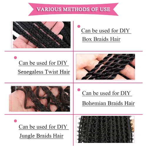 Miniatura 6 de Extensiones de cabello trenzado preestirado colorido, 3 colores, mezcla de cabello trenzado para niñas, 26 pulgadas, 3 paquetes