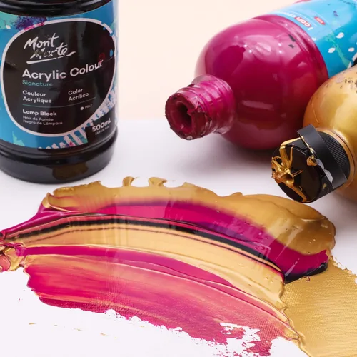 Miniatura 2 de Mont Marte Juego de pintura acrílica dorada de 16.9 oz (16.9 fl oz), perfecto para lienzo, madera, tela, cuero, cartón, papel, MDF y manualidades