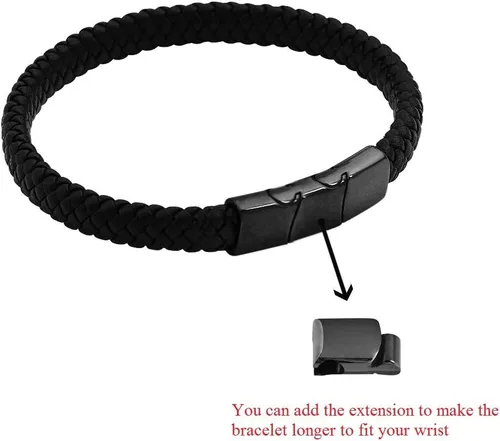Miniatura 5 de Geoffrey Beene - Pulsera trenzada de cuero auténtico para hombre, con cierre de acero inoxidable