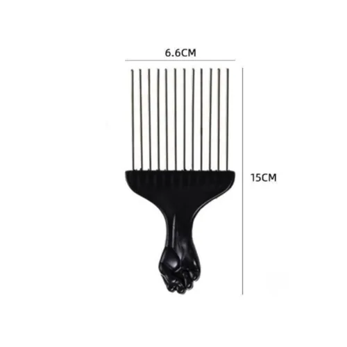 Miniatura 6 de Púa de pelo de metal, peine afro, peine de peinado, peine de peinado, cepillo rizado para el cabello, tenedor de plástico, peine antiestático