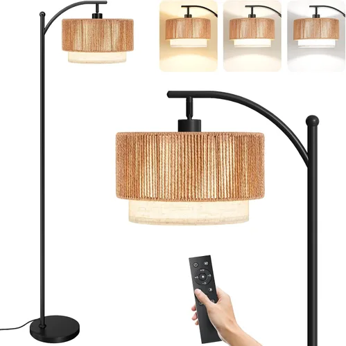 Miniatura 13 de Lámparas de pie SUNMORY para sala de estar con bombilla LED de 12W, lámpara de pie de arco con 3 temperaturas de color, lámparas de pie modernas