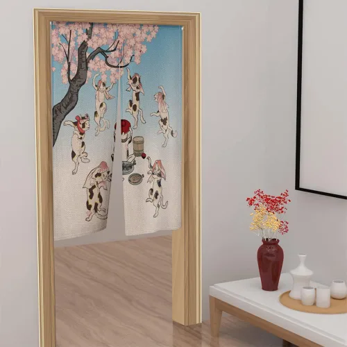 Miniatura 5 de Leowefowa Noren - Cortina japonesa para puerta, cortina de puerta de estilo japonés, para tratamiento de ventana, tapiz de poliéster para decoración