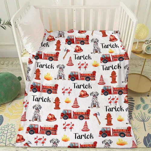 Miniatura 3 de PANDASBLANKET Manta personalizada con nombre para niños, adultos, mascotas, camión de bomberos, automóvil, manta personalizada para cumpleaños