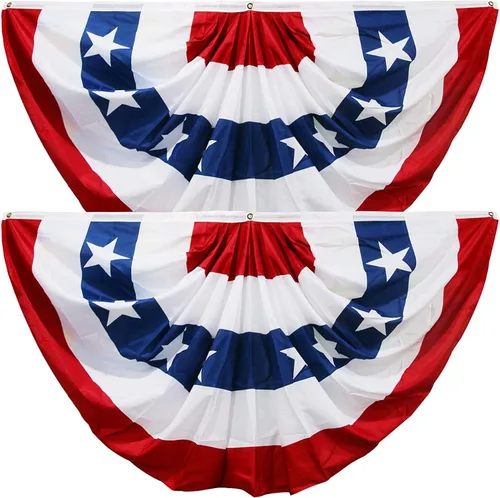 Miniatura 10 de HOOSUN Decoraciones del 4 de julio, banderines de bandera estadounidense para exteriores, decoraciones patrióticas del 4 de julio de 1.5 x 3 pies