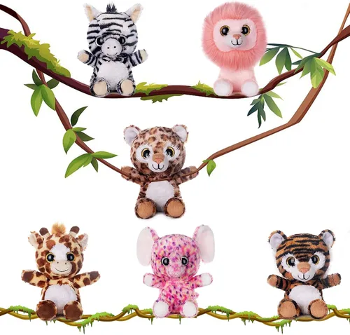 Miniatura 4 de My OLi Juego de juguetes de peluche de Navidad, 6 unidades de animales de peluche suaves de alta calidad, personajes navideños con Papá Noel, muñeco