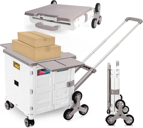 Miniatura 42 de Carrito plegable con ruedas, resistente al desgaste, sin ruido, carrito de compras con ruedas para comestibles, caja de herramientas de Caqui