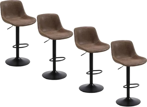 Miniatura 18 de Juego de 2 taburetes de bar, taburetes de bar giratorios de altura de mostrador con respaldo, sillas de bar ajustables, taburete alto sin brazos