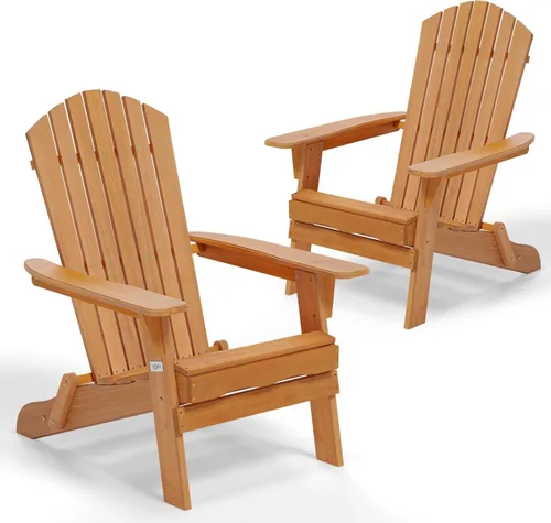 Miniatura 11 de VINGLI Silla Adirondack plegable, sillas Adirondack de madera para exteriores, sillas plegables para fogata para patio, barbacoa, porche, patio