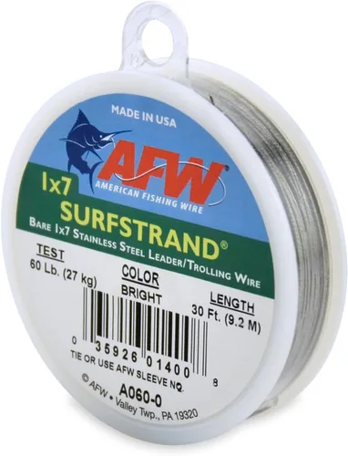 Miniatura 47 de Surfstrand Bare 1x7 Cable Líder de Acero Inoxidable - Línea Líder de Pesca para Agua Salada, 20lb Test - 325lb Test en Brillante, Camuflaje