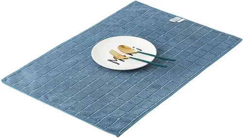 Miniatura 5 de Toallas de cocina de microfibra, suaves, superabsorbentes y sin pelusas, paquete de 8 (colores azules con diseño de enrejado), 26 x 18 pulgadas
