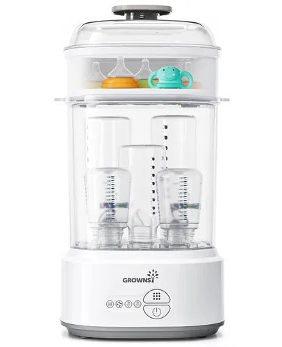 GROWNSY Esterilizador y secadora de biberones, esterilizador eléctrico compacto para biberones (Esterilizador de Biberones), desinfectante de Gris