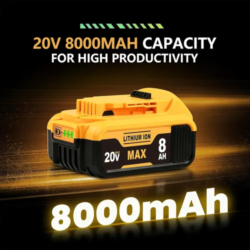 Miniatura 8 de 8.0Ah Compatible con la batería DeWalt 20V Max DCB200 DCB201 DCB180 DCB203 DCB204 DCB206 para herramientas eléctricas sin cable con indicador LED
