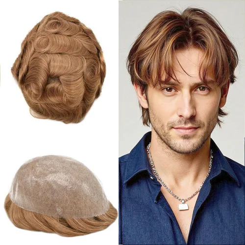 Miniatura 68 de Toupee for Men Hair Piece Real Human Hair Full Poly Skin Mens Toupee Mens Hair System Injected PU Hair System Invisible Hairpiece for