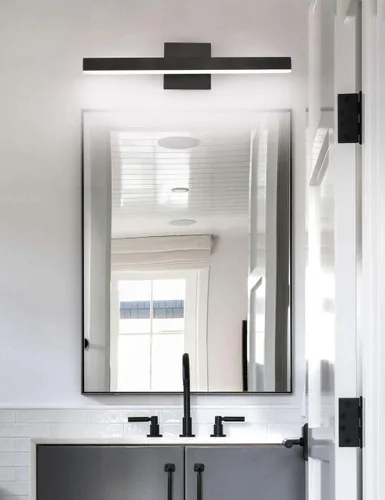 Miniatura 4 de JOOSSNWELL Lámpara de iluminación LED para tocador de baño, barra de luz de baño moderna, 23.62 pulgadas, color negro, 18 W, 4000 K