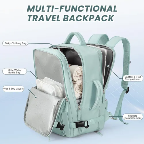 Miniatura 3 de Mochila de Mano Aprobada por Aerolíneas Beraliy para Hombres y Mujeres, Verde menta, X-Grande, Mochilas de viaje