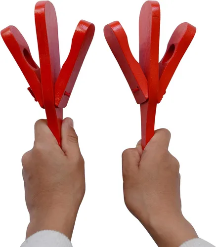 Miniatura 5 de Juego de 2 castañuelas profesionales, juego individual con asa, castañuelas de madera, percusión musical educativa de 8 pulgadas