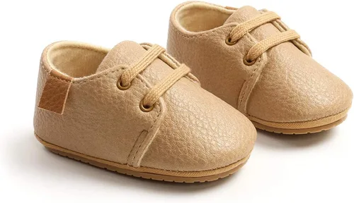 Miniatura 3 de COSANKIM Zapatos para bebés niños y niñas, zapatos de piel sintética con cordones para bebés, suela de goma antideslizante, mocasines para recién