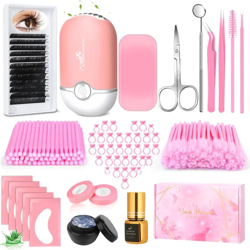 Miniatura 9 de ROADPLUM Kit profesional de extensión de pestañas, kit de limpieza de pestañas con pegamento para pestañas, removedor de pegamento, parches de gel