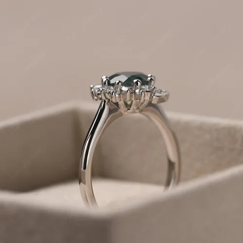 Miniatura 5 de LUO - Anillo de compromiso de plata de ley S925 con forma redonda de 0.276in con piedras preciosas para mujer