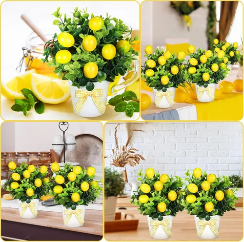 Miniatura 7 de Jexine Juego de 3 bandejas escalonadas de frutas de verano para decoración de plantas artificiales, casa de campo, decoración del hogar, mini