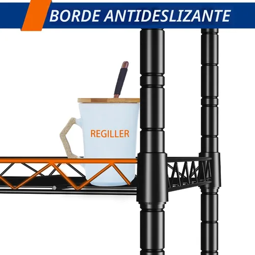 Miniatura 6 de REGILLER Estantería de Almacenamiento de Metal de 5 Niveles con Estantes Ajustables, Unidades de Estantería de Pie para Lavandería, Baño, Cocina