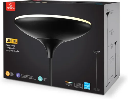 Miniatura 6 de Globe Lámpara de pie eléctrica 12784 LED Torchiere, certificado Energy Star, regulable, súper brillante, 43 W, 3010 lúmenes, acabado negro mate