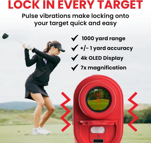 Miniatura 4 de Pinned Prism Slope Golf Rangefinder - Golf Distance Rangefinder with Slope - USB Rechargeable, Pinned Locked Vibration Laser Range Finder - Range