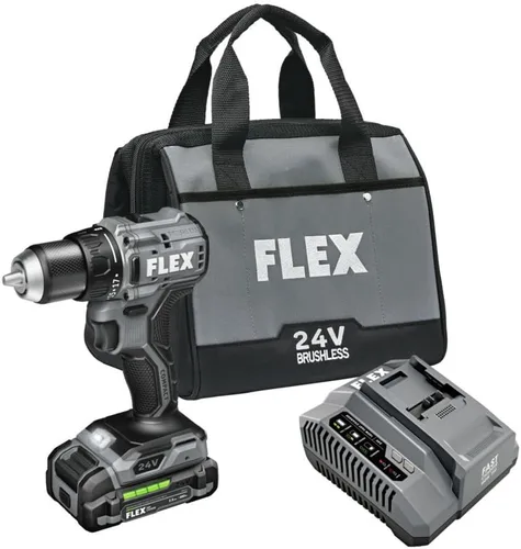 Miniatura 8 de FLEX Kit de taladro de 2 velocidades sin escobillas de 24 V sin escobillas de 1/2 pulgada y 1000 In-Lbs con (2) batería de litio de 2.5 Ah