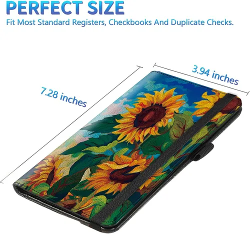 Miniatura 33 de Funda para chequera para hombres y mujeres, cartera de cuero RFID con ranuras para tarjetas de crédito, soporte de cheques duplicados personales