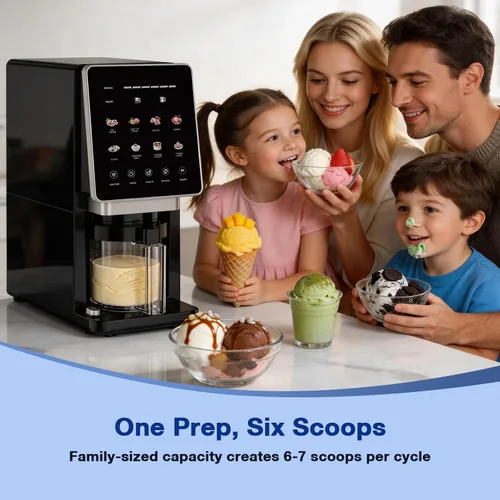 Miniatura 6 de H-Duka 10-in-1 Ice Cream Maker Machine, 800W Frozen Treat Maker for Silky Gelato, Sorbet&Slushies, One-Touch Mix-In & Re-Spin for Creamy Texture(Ice