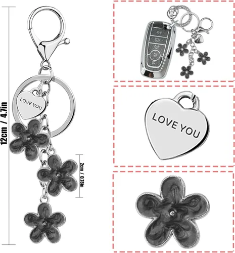 Miniatura 4 de Funda para llavero de TPU con llavero floral compatible con llave inteligente Chevy de 6 botones para mujeres