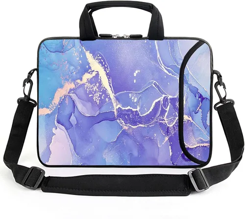 Miniatura 7 de Funda para laptop de 15.6 pulgadas, estuche para chromebook, correa de hombro ajustable con asa, bolsillo para accesorios (Galaxias azules)