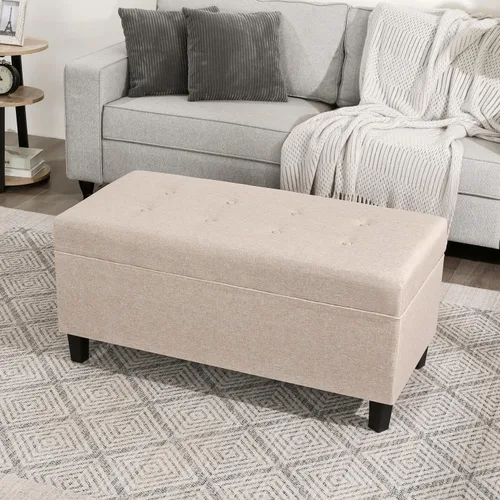 Miniatura 8 de Asense Banco otomano de almacenamiento, banco de almacenamiento de 18.8 x 40 x 18.5 pulgadas, reposapiés con patas, otomanas copetudas con bisagra