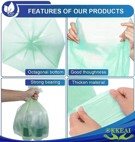 Miniatura 2 de OKKEAI 120 bolsas de basura Smal de 3 galones (10 litros), bolsas de basura para baño, cocina, oficina, color verde claro, ajuste de 10 litros, 2,3