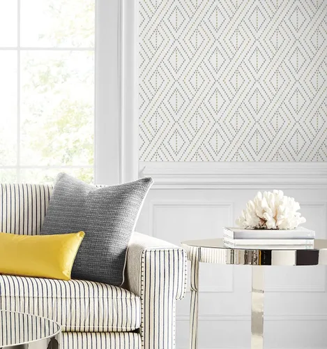 Miniatura 5 de Lillian August NextWall Luxe Haven Boho Grid - Papel tapiz autoadhesivo (Argos gris y amarillo)