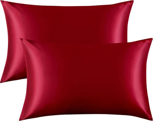 Miniatura 12 de FLXXIE Paquete de 2 fundas de almohada de satén para piel y cabello, 14 x 20 pulgadas, fundas de almohada de viaje suaves y sedosas para niños