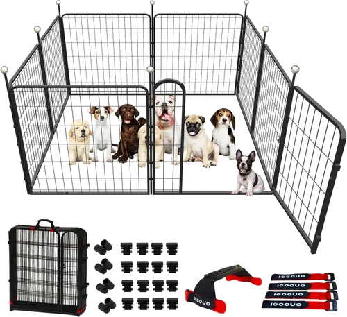 Miniatura 8 de Jaulas Portátiles para Perros y Corralito, Jaula de Metal de 32 Pulgadas para Perros Pequeños/Medianos, para Interior/Exterior, Correas
